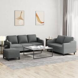 vidaXL Set de canapele cu perne, 3 piese, gri închis, textil GartenMobel Dekor (3201843) Canapea