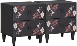 vidaXL Noptiera 2 pcs Maro 40 x 33, 5 x 46 cm Lemn de mango solid GartenMobel Dekor (4018699)