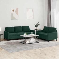 vidaXL Set de canapele cu perne, 2 piese, verde închis, catifea GartenMobel Dekor (3201518) Canapea
