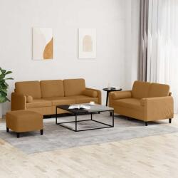 vidaXL Set de canapele cu perne, 3 piese, maro, catifea GartenMobel Dekor (3202051) Canapea