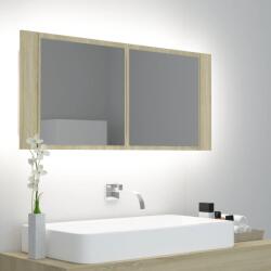 vidaXL Dulap de baie cu oglinda si LED, stejar Sonoma, 100x12x45 acril GartenMobel Dekor (804983)