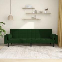 vidaXL Canapea extensibila cu 2 locuri, 2 perne, verde închis catifea GartenMobel Dekor (375849) Canapea