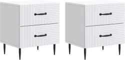 vidaXL Set 2 noptiere albe din lemn prelucrat, 4 sertare, 43x34, 5x47, 5 cm (894756)