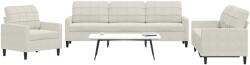 vidaXL Set de canapele cu perne, 3 piese, crem, catifea GartenMobel Dekor (3278439) Canapea