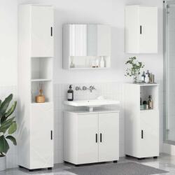 vidaXL Set de mobilier pentru baie Pe perete cu usa 5 pcs Alb lucios GartenMobel Dekor (3392987)