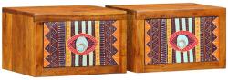 vidaXL Set 2 noptiere suspendate maro cu sertar, lemn de acacia, 35 x 30 x 22 cm (4016518)