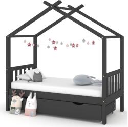vidaXL Cadru pat copii cu sertar gri închis 80x160 cm lemn masiv pin GartenMobel Dekor (322152)