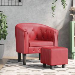 vidaXL Fotoliu tip cuva cu taburet, rosu vin, piele ecologica GartenMobel Dekor (356467)