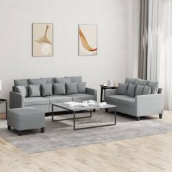 vidaXL Set de canapele cu perne, 3 piese, gri deschis, textil GartenMobel Dekor (3201672) Canapea