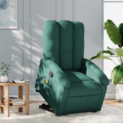 vidaXL Fotoliu rabatabil de masaj, cu ridicare, verde închis, textil GartenMobel Dekor (3204110)