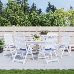 vidaXL Perne scaun gradina 6 buc dungi albastru&alb 50x50x4 cm, textil GartenMobel Dekor (361079)