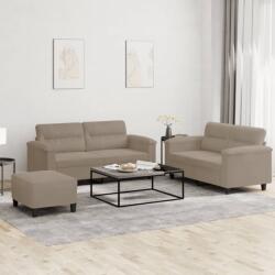 vidaXL Set de canapele cu perne, 3 piese, gri taupe, microfibra GartenMobel Dekor (3202320) Canapea