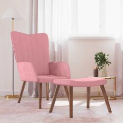 vidaXL Scaun de relaxare cu taburet, roz, catifea GartenMobel Dekor (327670)