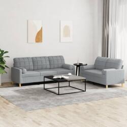 vidaXL Set de canapele cu perne, 2 piese, gri deschis, material textil GartenMobel Dekor (3201322) Canapea