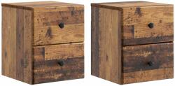 vidaXL Set 2 noptiere suspendate, stejar fumuriu, 34, 5 x 33 x 40 cm, 2 sertare (899162)