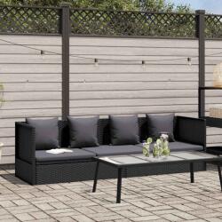 vidaXL Pat de gradina cu perne, negru, poliratan GartenMobel Dekor (46087)