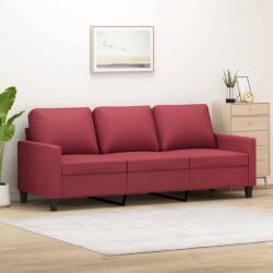 vidaXL Canapea cu 3 locuri, rosu vin, 180 cm, piele ecologica GartenMobel Dekor (359145) Canapea