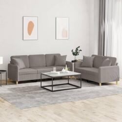 vidaXL Set de canapele cu perne, 2 piese, gri taupe, textil GartenMobel Dekor (3202141) Canapea