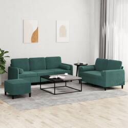 vidaXL Set canapea cu perne, 3 piese, verde închis, catifea GartenMobel Dekor (3202046) Canapea
