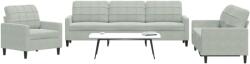 vidaXL Set de canapele cu perne, 3 piese, gri deschis, catifea GartenMobel Dekor (3278431) Canapea