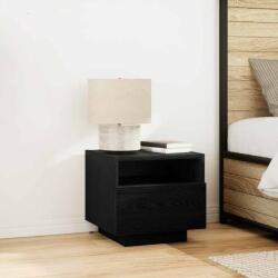vidaXL Noptiera cu LED, sertar si USB, stejar negru, 40x39x37 cm (863070)