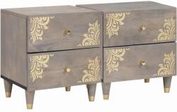 vidaXL Set 2 noptiere gri din lemn masiv de mango, 40 x 33 x 46 cm (4018771)