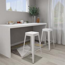vidaXL Scaune de bar stivuibile, 2 buc. , alb, metal GartenMobel Dekor (248148)
