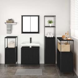 vidaXL Set de mobilier pentru baie 5 pcs Stejar Negru Lemn compozit GartenMobel Dekor (3328384)