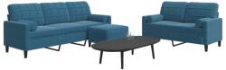 vidaXL Set de canapele cu perne/rulouri, 3 piese, albastru, catifea GartenMobel Dekor (3278430) Canapea