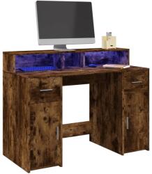 vidaXL Birou cu lumini LED stejar fumuriu 120x55x91 cm lemn prelucrat GartenMobel Dekor (3309415)