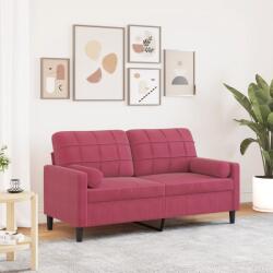 vidaXL Canapea cu 2 locuri cu pernute, rosu vin, 140 cm, catifea GartenMobel Dekor (3278223) Canapea