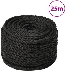 vidaXL Franghie de lucru, negru, 12 mm, 25 m, polipropilena GartenMobel Dekor (153016)