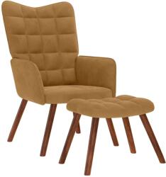 vidaXL Scaun de relaxare cu taburet, maro, catifea GartenMobel Dekor (4016829)