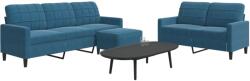 vidaXL Set de canapele cu perne, 3 piese, albastru, catifea GartenMobel Dekor (3278410) Canapea