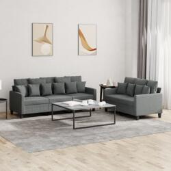 vidaXL Set de canapele cu perne, 2 piese, gri închis, textil GartenMobel Dekor (3201665) Canapea