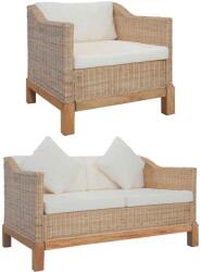 vidaXL Set de canapele cu perne, 2 piese, culoare naturala, ratan GartenMobel Dekor (278614) Canapea