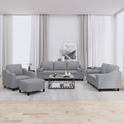 vidaXL Set de canapele cu perne, 4 piese, gri deschis, material textil GartenMobel Dekor (3201794) Canapea
