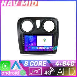 Edotec Navigatie Android 12 pentru Dacia Sandero Logan Lodgy 2012-2020, 4GB+64GB (NAV2-9-4+64|K-sandero)