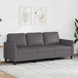vidaXL Canapea cu 3 locuri, gri, 180 cm, piele ecologica GartenMobel Dekor (359340) Canapea