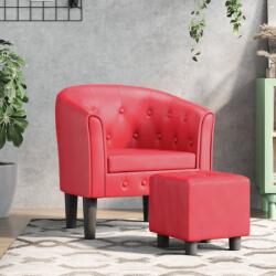 vidaXL Fotoliu tip cuva cu taburet, rosu, piele ecologica GartenMobel Dekor (356468)