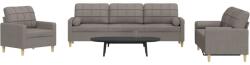 vidaXL Set de canapele cu perne, 3 piese, gri taupe, textil GartenMobel Dekor (3278310) Canapea