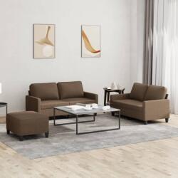 vidaXL Set de canapele cu perne, 3 piese, maro, textil GartenMobel Dekor (3201455) Canapea