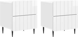 vidaXL Set 2 noptiere albe lucioase cu 4 sertare, 43 x 34, 5 x 49, 5 cm (894304)