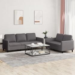 vidaXL Set de canapele cu perne, 2 piese, gri, piele ecologica GartenMobel Dekor (3201762) Canapea