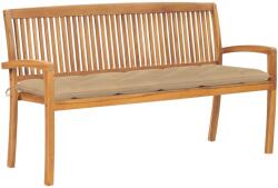 vidaXL Banca de gradina stivuibila cu perna, 159 cm, lemn masiv tec GartenMobel Dekor (3063324)