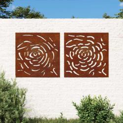 vidaXL Decor de perete 2 buc. 55x55 cm model trandafiri otel Corten GartenMobel Dekor (824507)