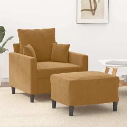 vidaXL Fotoliu canapea cu taburet, maro, 60 cm, catifea GartenMobel Dekor (3201104) Canapea
