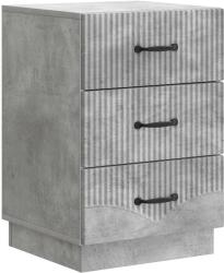 vidaXL Noptiera gri beton cu 3 sertare din lemn prelucrat, 43 x 41 x 63, 5 cm (895248)
