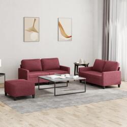 vidaXL Set canapea cu perne, 3 piese, rosu vin, material textil GartenMobel Dekor (3201458) Canapea