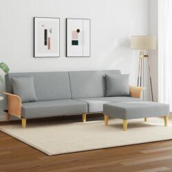 vidaXL Canapea extensibila cu pernuta si taburet 2 locuri gri catifea GartenMobel Dekor (3216215) Canapea